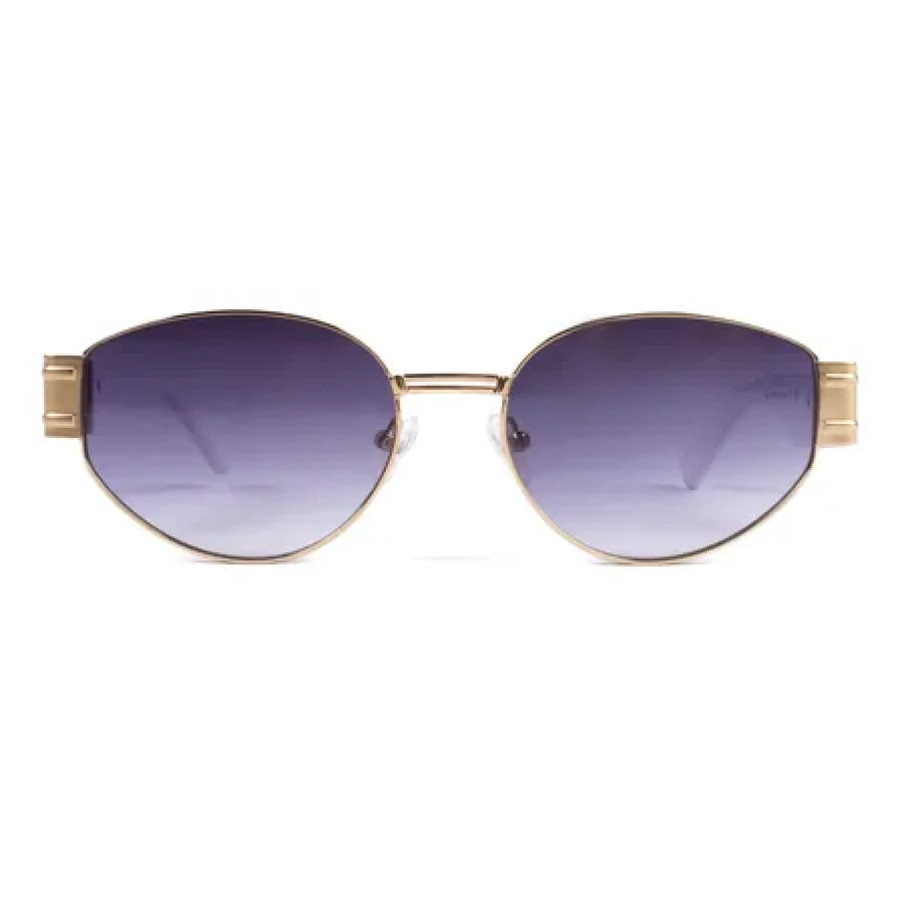 Anteojo De Sol Victoria Lens Tendencia, Polarizado Óvalo Blanco Gris Oscuro Blanco Y Dorado